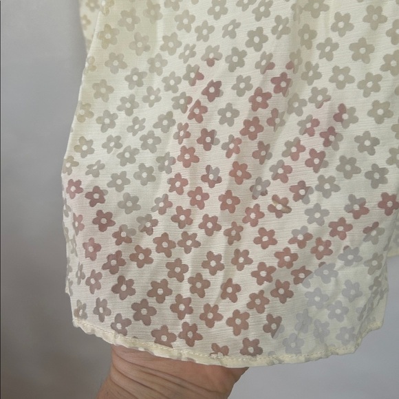 Urban Outfitters Riley Babydoll Mini Dress Sheer butter yellow burnout sz small - Picture 4 of 9